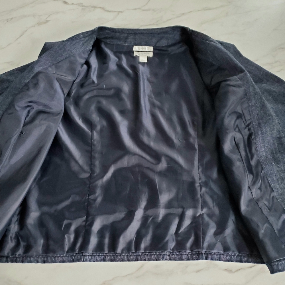 Christopher & Banks Women's XL Open Front Denim Blazer Jacket XL Business Casual - Picture 10 of 16